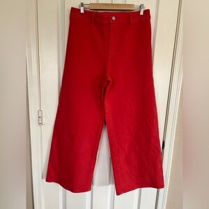 Universal Thread Red Wide Leg Crop Jeans Women’s Size 12 High Rise Sailor Style